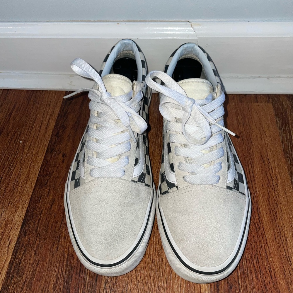 white checkered old skool vans